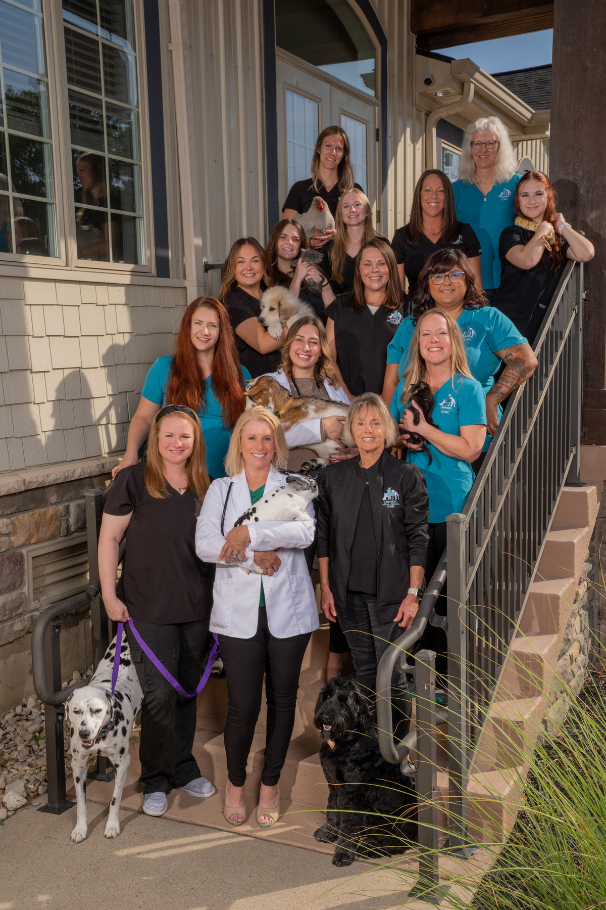 Staff group on stairs