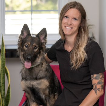 Liz with dog