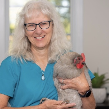 Monica with rooster